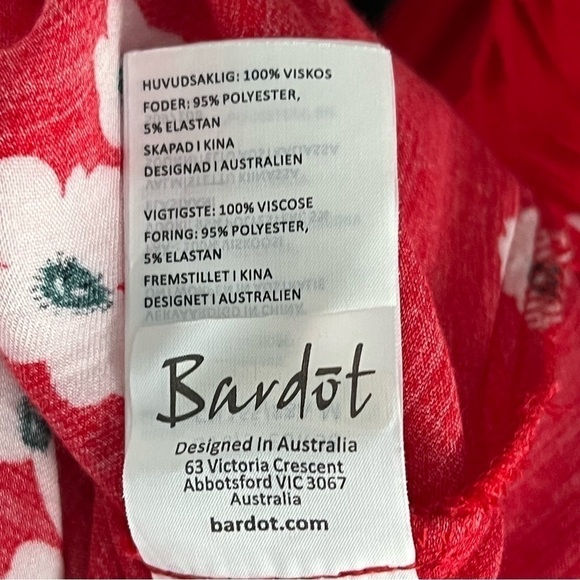 Bardot Red Floral Midi Dress Sweetheart Fit & Flare Size 6 - Picture 12 of 12